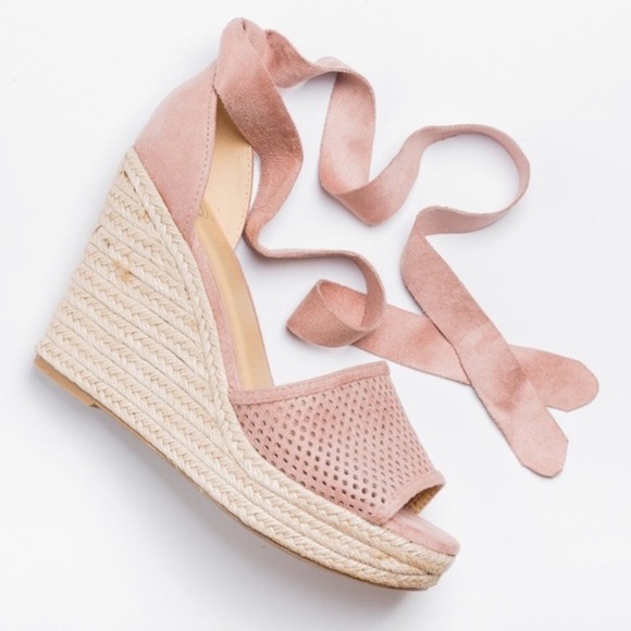 Shoes Espadrille Wedges Pink Size 8 - Picture 2 of 4